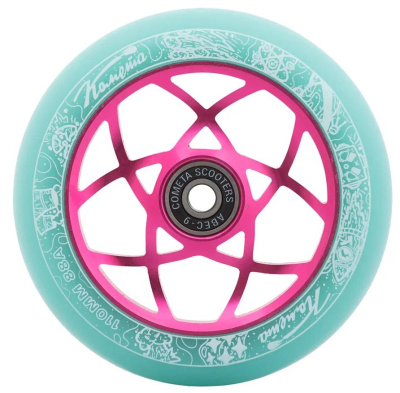 Колесо для ТРЮКОВОГО самоката Комета 110*24мм Атом Мятный / Розовый