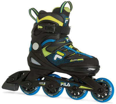 Роликовые коньки детские раздвижные FILA J-ONE blue/lime от магазина Адреналин