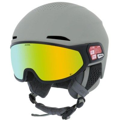Горнолыжный шлем с визором Alpina Alto Q-Lite Moon-Grey Matt (Gold Mirror)