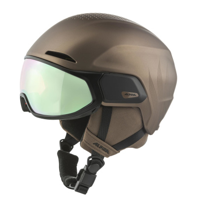 Горнолыжный шлем с визором Alpina SML Oro QV Mips Sepia Metallic/Cobalt Green S2-3 от магазина Адреналин