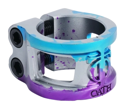 Зажим (хомут) для трюкового самоката Oath Cage v2 HIC/IHC  (серебристый / синий / фиолетовый) от магазина Адреналин